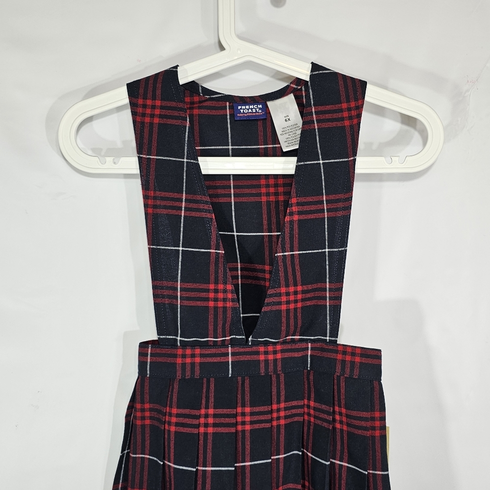 French Toast Girls Plaid Pleated Skirt Romper Blue Red Size 6X - Picture 7 of 12